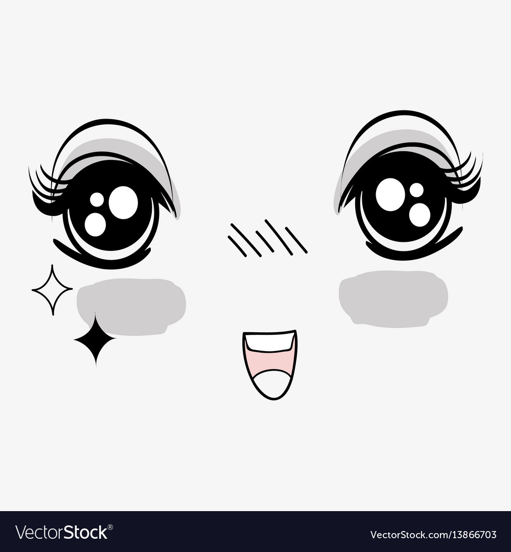 Anime surprised happy face woman Royalty Free Vector Image