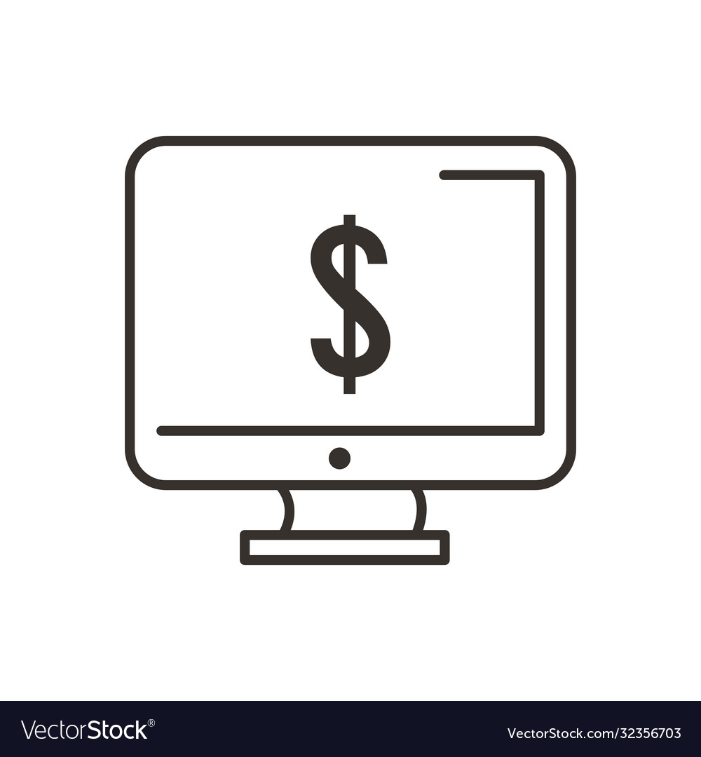Dollar on computer line and fill style icon