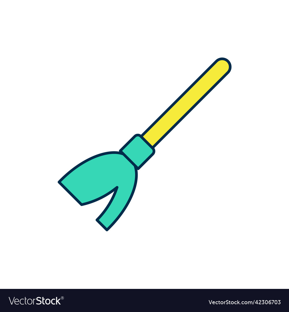 Filled Outline Handle Broom Icon Isolated On White