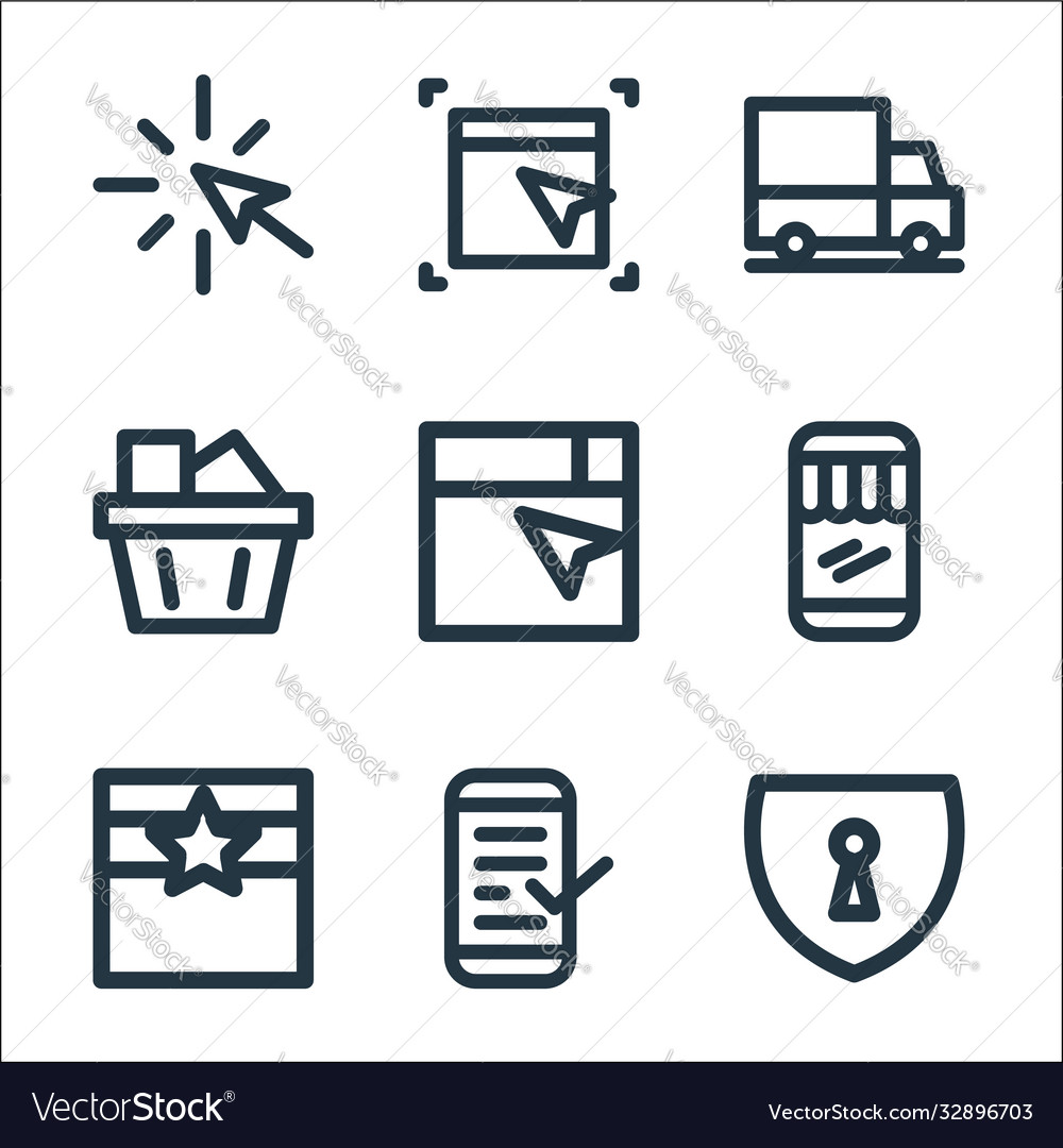 Flat ecommerce line icons linear set quality Vector Image Flat ecommerce line icons linear set quality