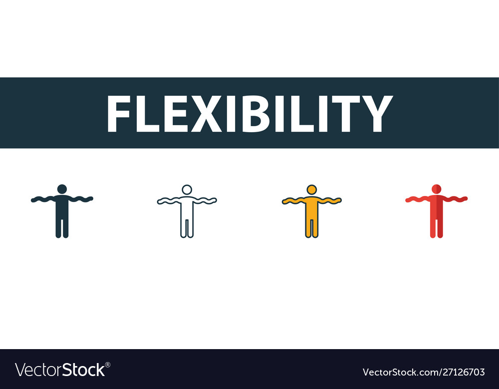 Flexibility icon set four simple symbols