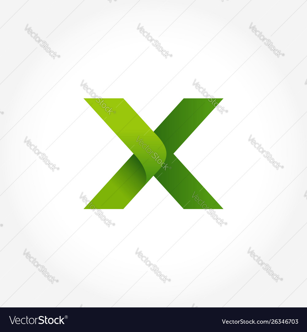 Letter x green logo template alphabet logotype