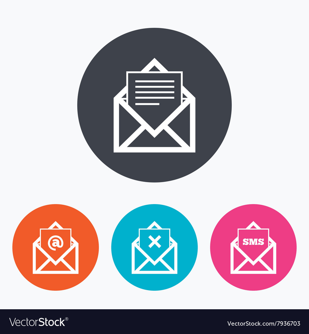 Mail envelope icons message document symbols