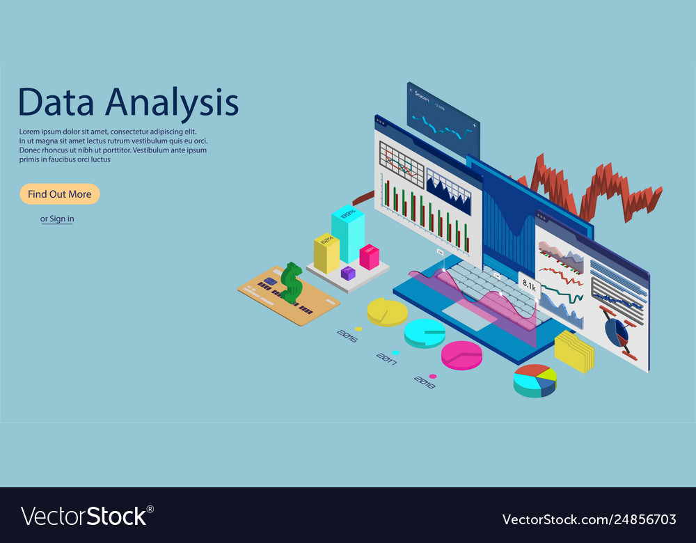 Online statistics and data analytics concept banne vector image Online statistics and data analytics concept banne
