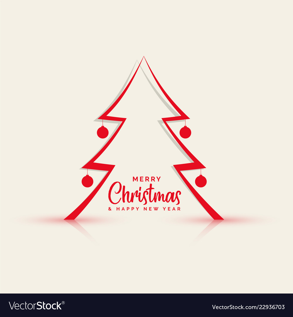 Papercut style line christmas tree background Vector Image