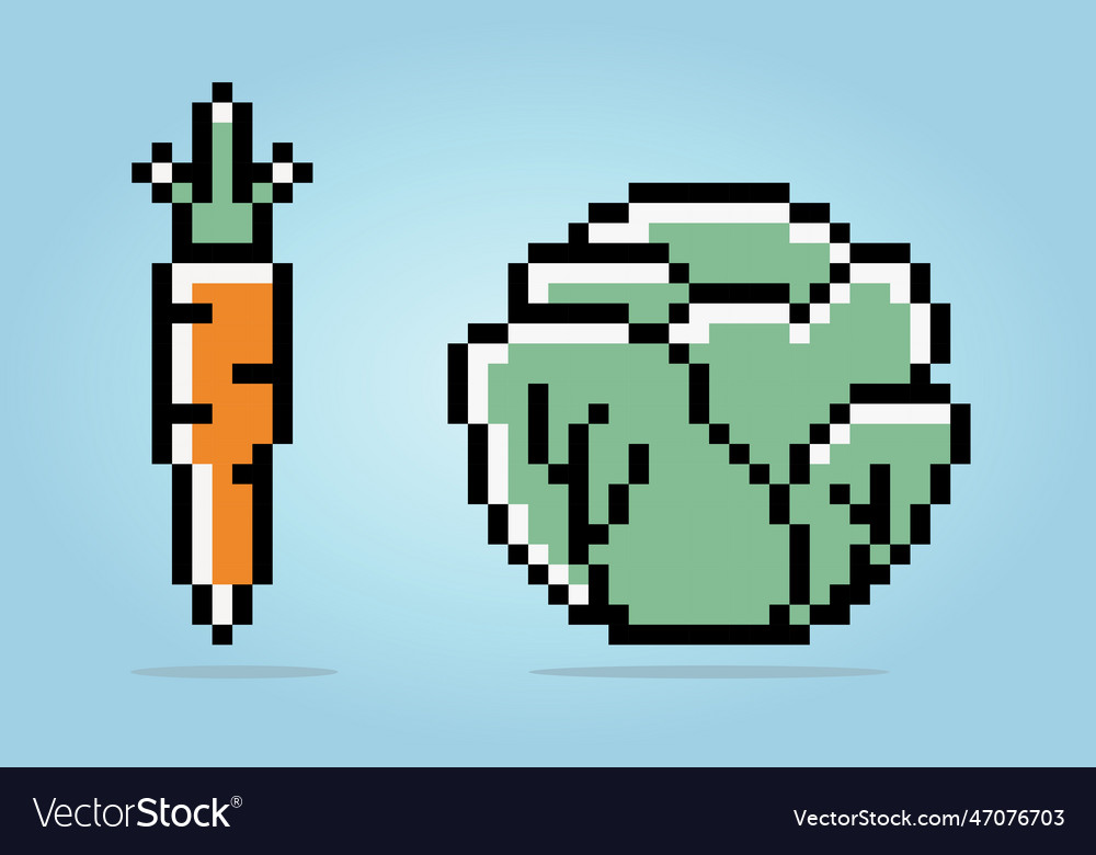 Pixel 8 bits of carrots and cabbage