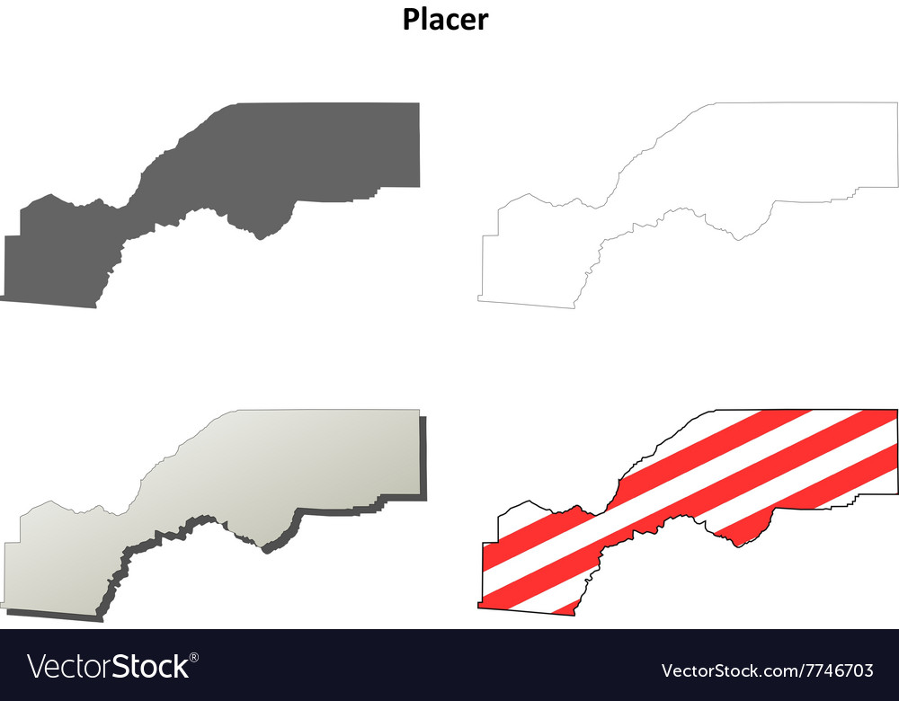 Placer county california outline map set