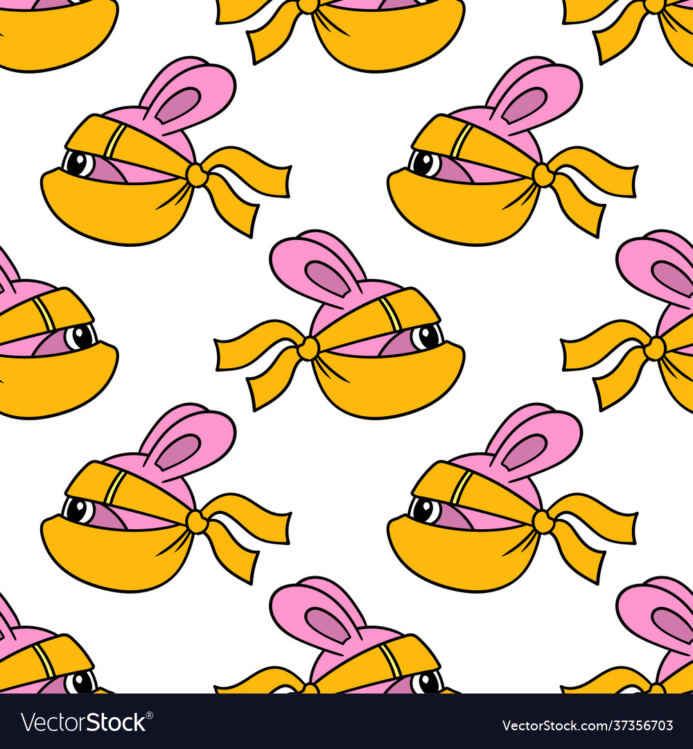 Rabbit ninja head seamless pattern textile print