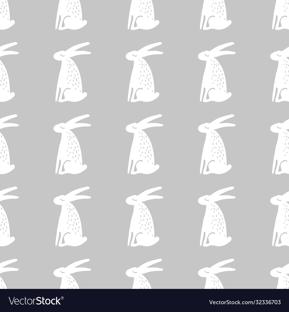 Seamless hand drawn pattern with rabbits