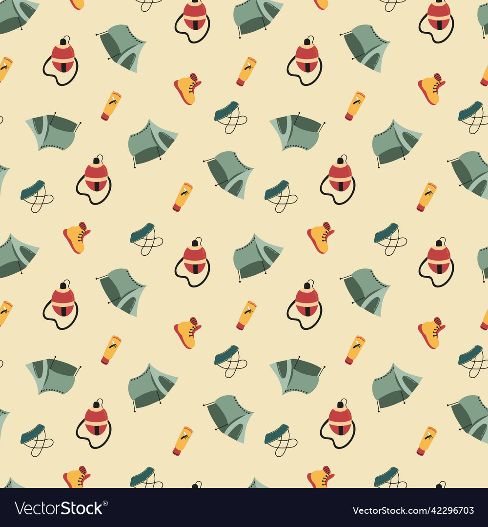 Seamless pattern with camping elements Vector Image Seamless pattern with camping elements