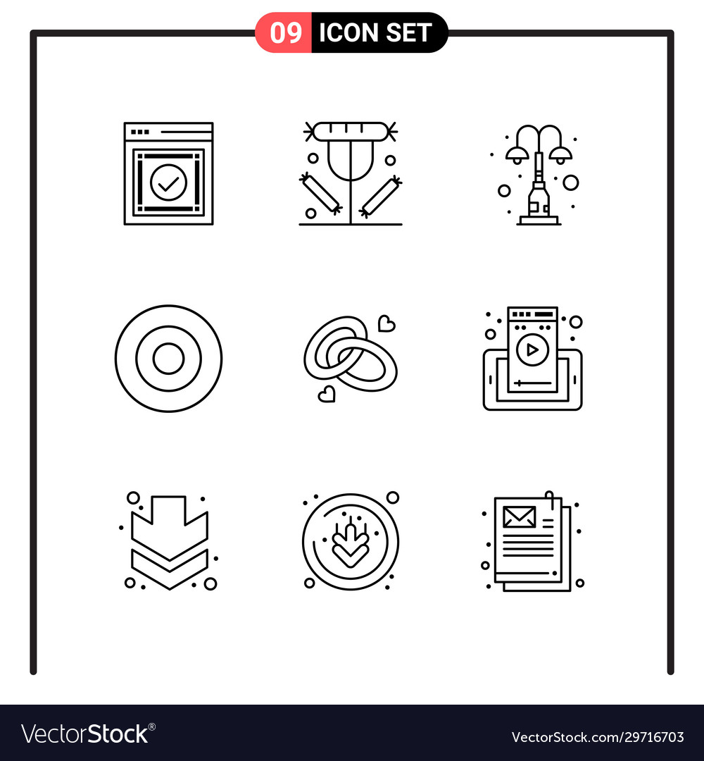 Set 9 line style icons for web and mobile vector image Set 9 line style icons for web and mobile