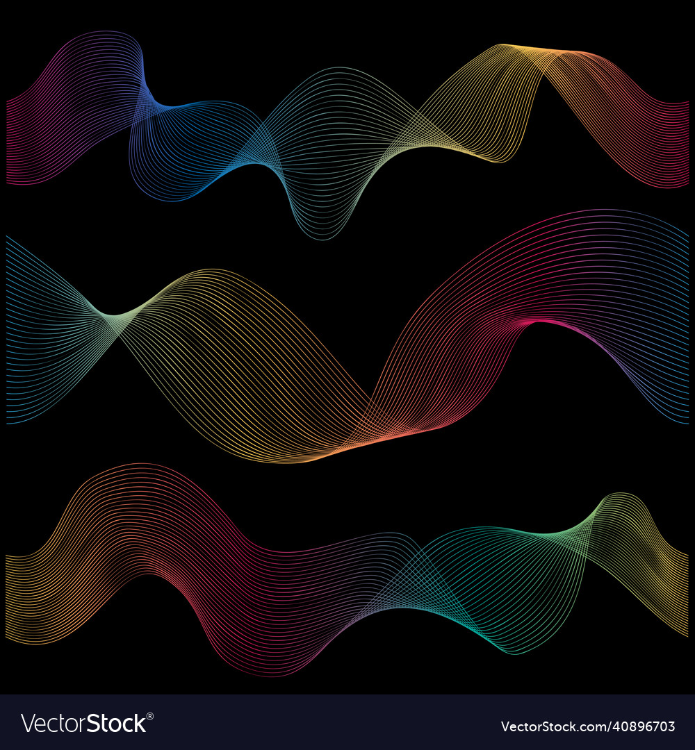 Set colorful wavy lines gradient fluid Vector Image Set colorful wavy lines gradient fluid