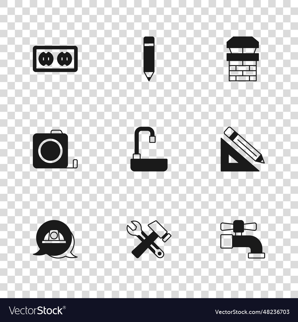 Set hammer and wrench spanner triangular ruler Vector Image Set hammer and wrench spanner triangular ruler