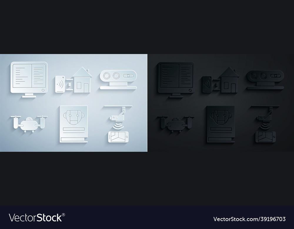 Set user manual 3d scanning system drone flying Vector Image Set user manual 3d scanning system drone flying