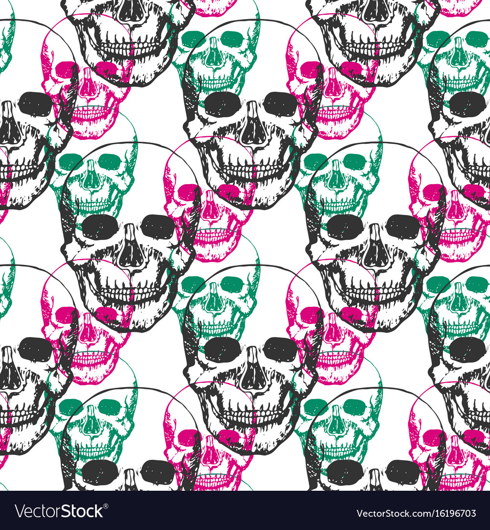 Skull Print Seamless Pattern