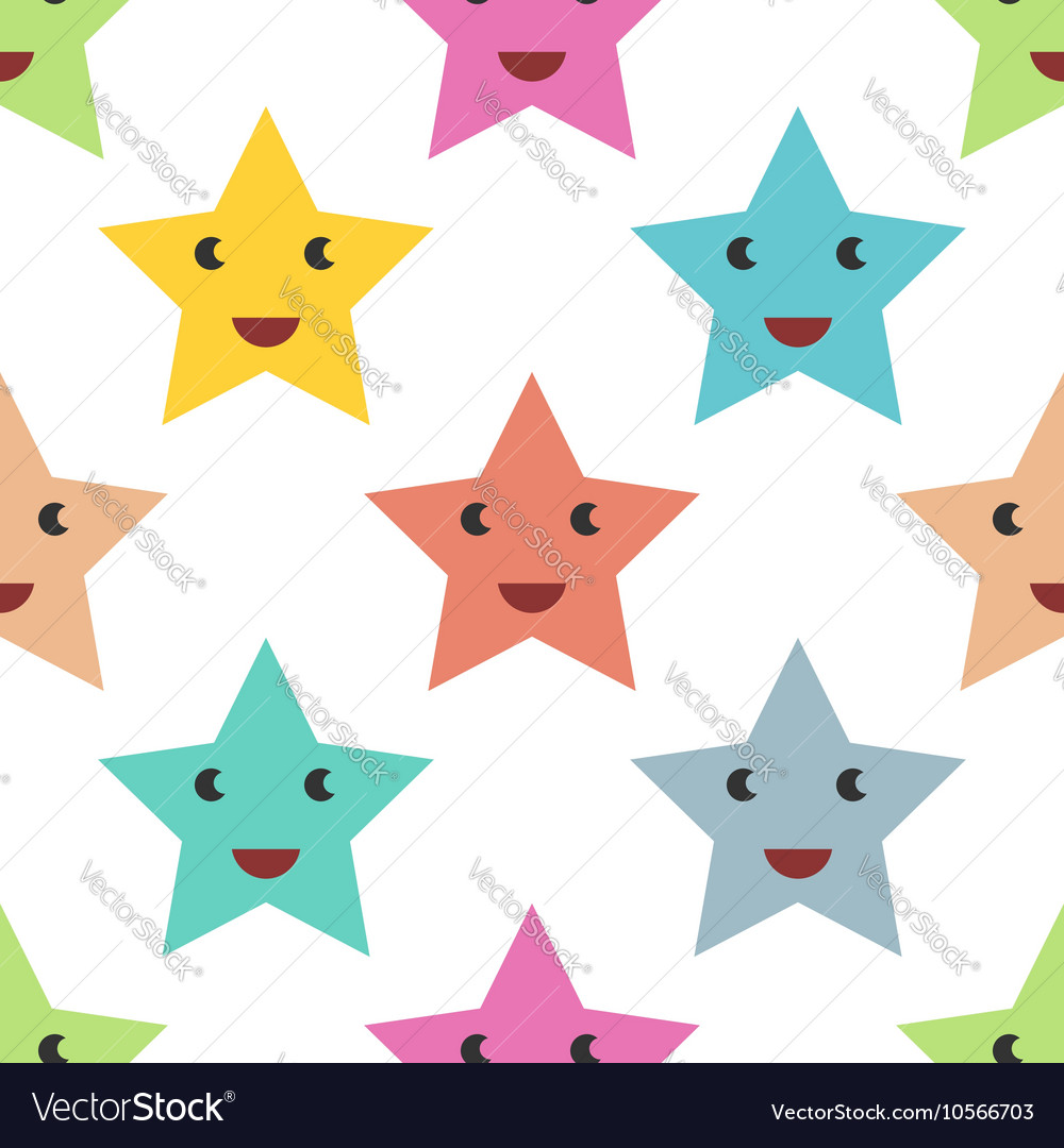Smiling stars seamless pattern