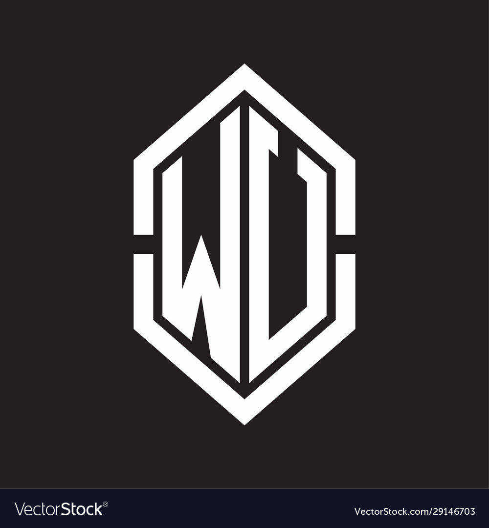 Wu logo monogram with hexagon shape and outline Vector Image Wu logo monogram with hexagon shape and outline