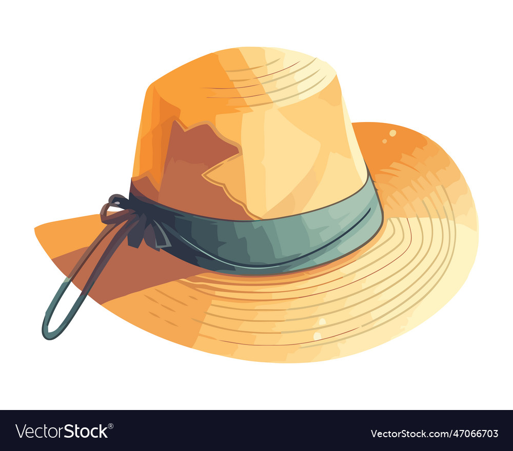 Yellow straw hat summer fashion elegance Vector Image