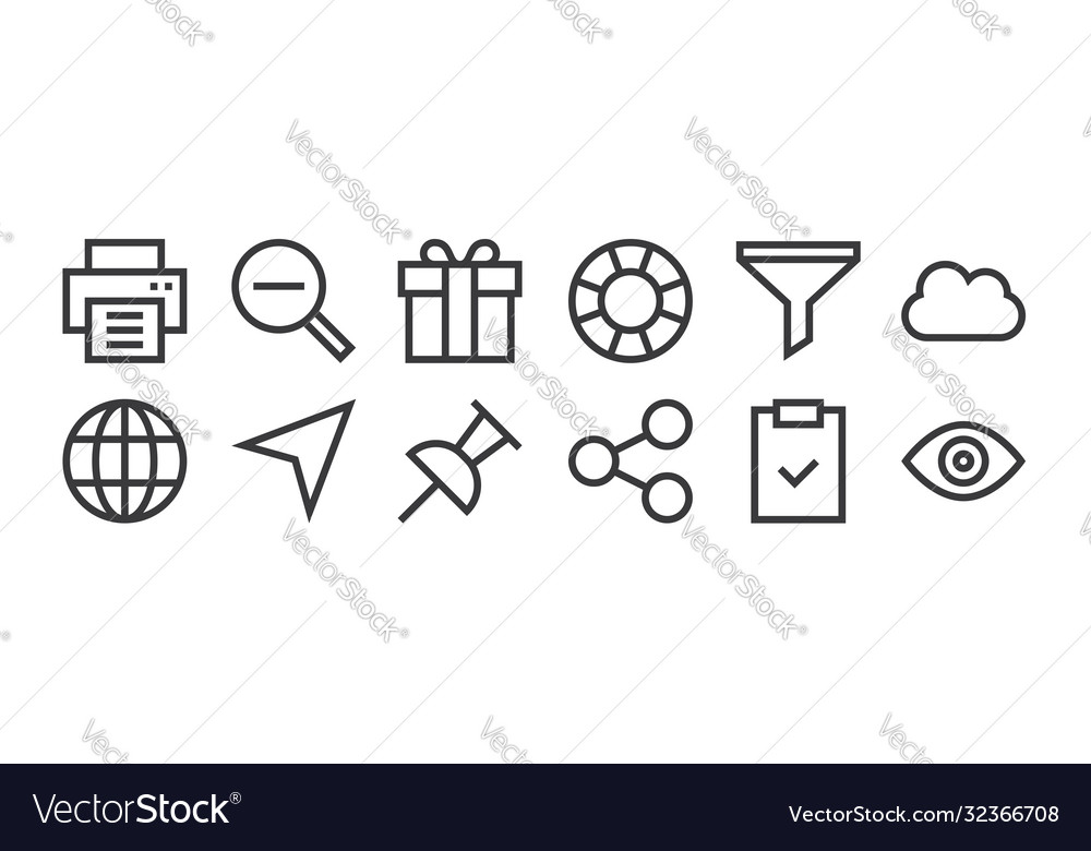 12 set linear web essentials icons thin vector image 12 set linear web essentials icons thin