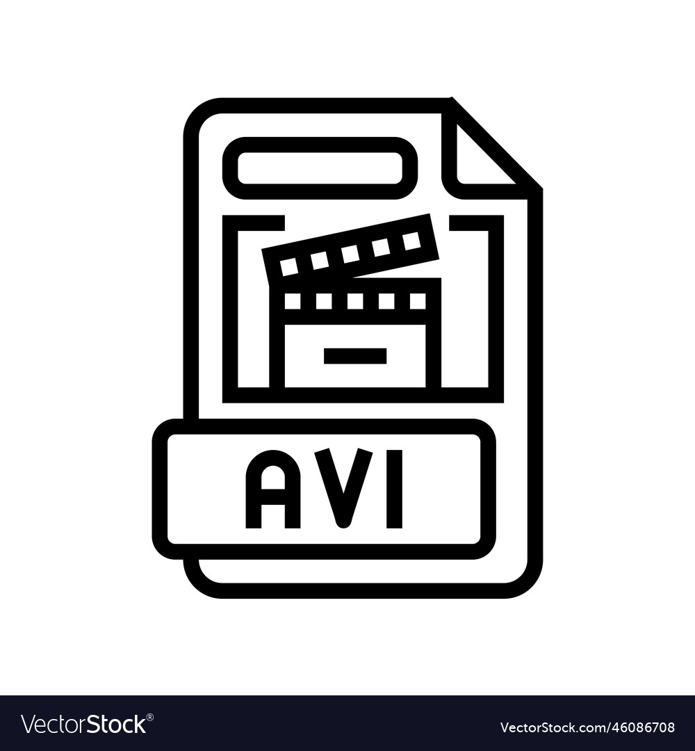 Avi file format document line icon Vector Image Avi file format document line icon