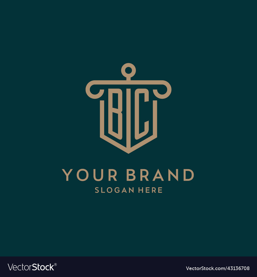 Bc monogram initial logo design with shield
