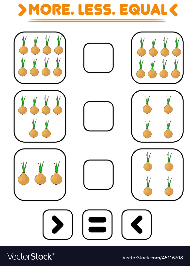 Compare the number of onions write sign more Vector Image Compare the number of onions write sign more