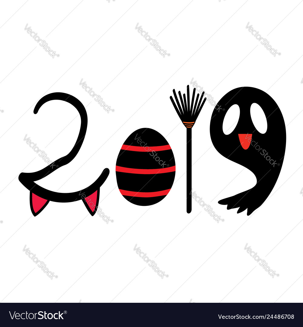 Halloween card 2019 hand drawn icon emoji kids