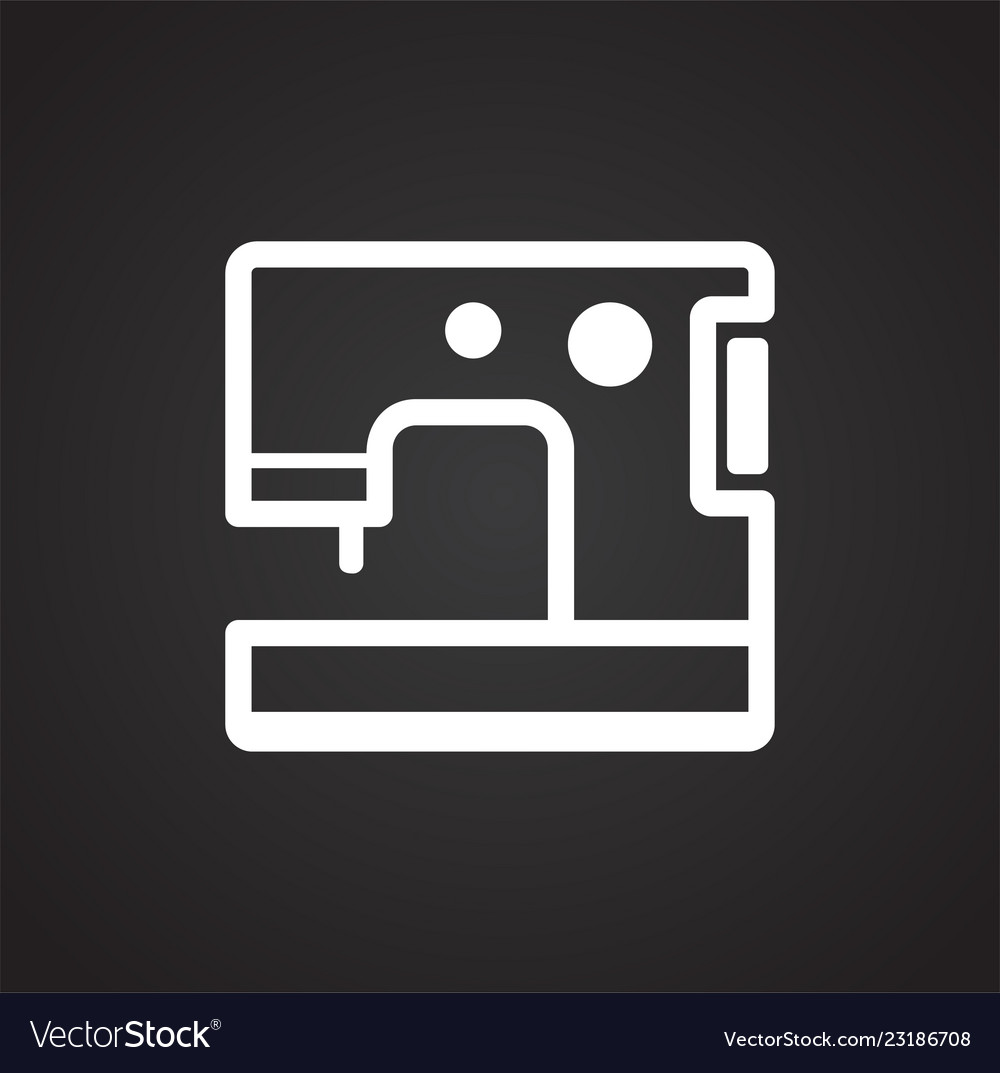 Home sewing machine icon on black background vector image Home sewing machine icon on black background