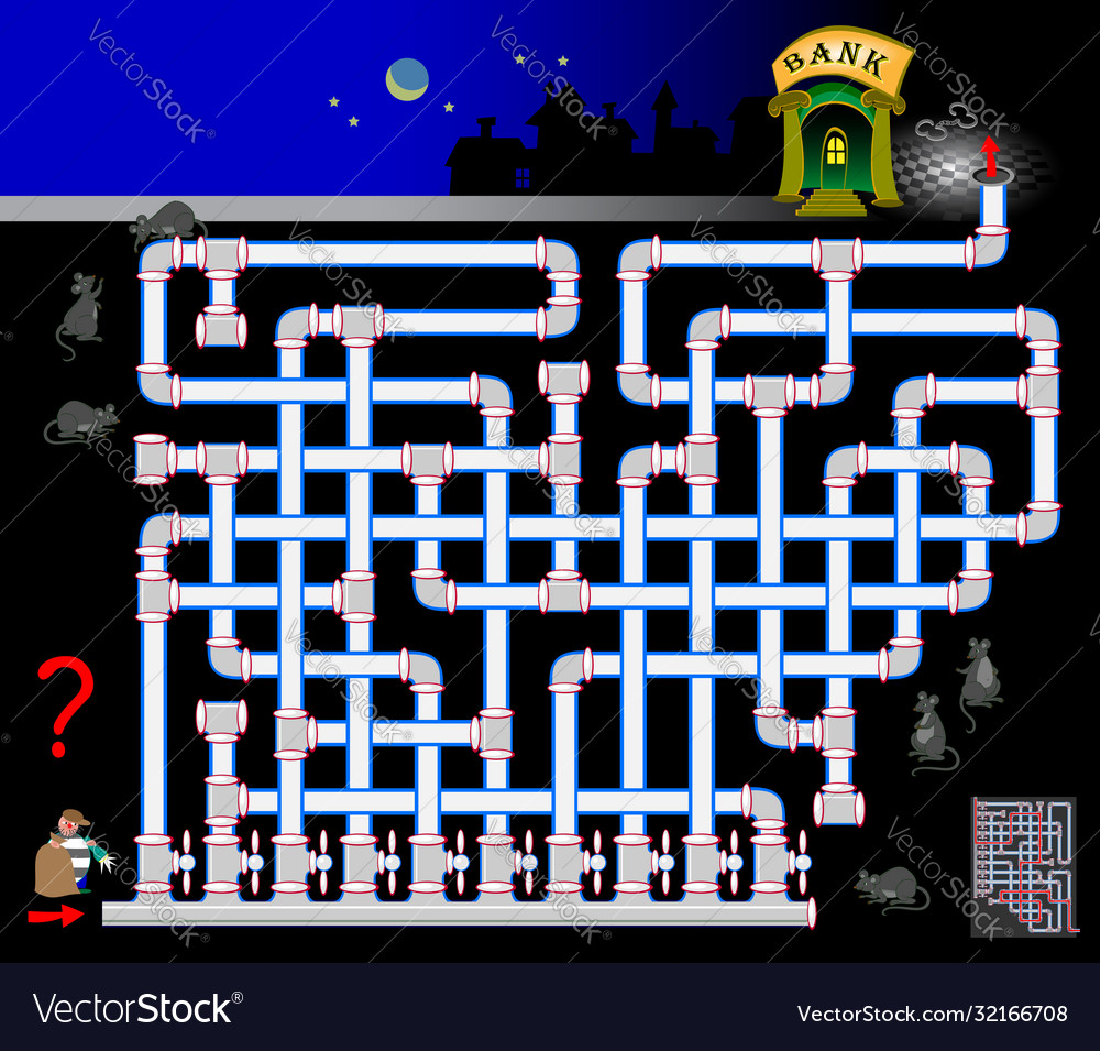 Logic puzzle game with labyrinth for children vector image Logic puzzle game with labyrinth for children