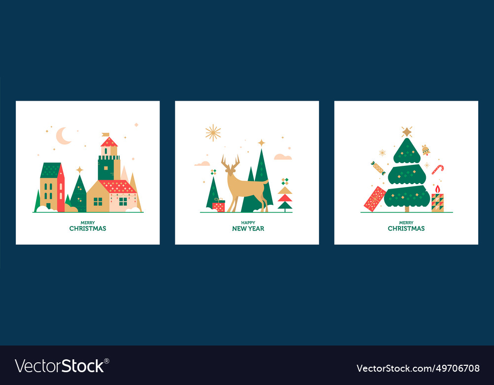 New year and christmas greeting card design Vector Image