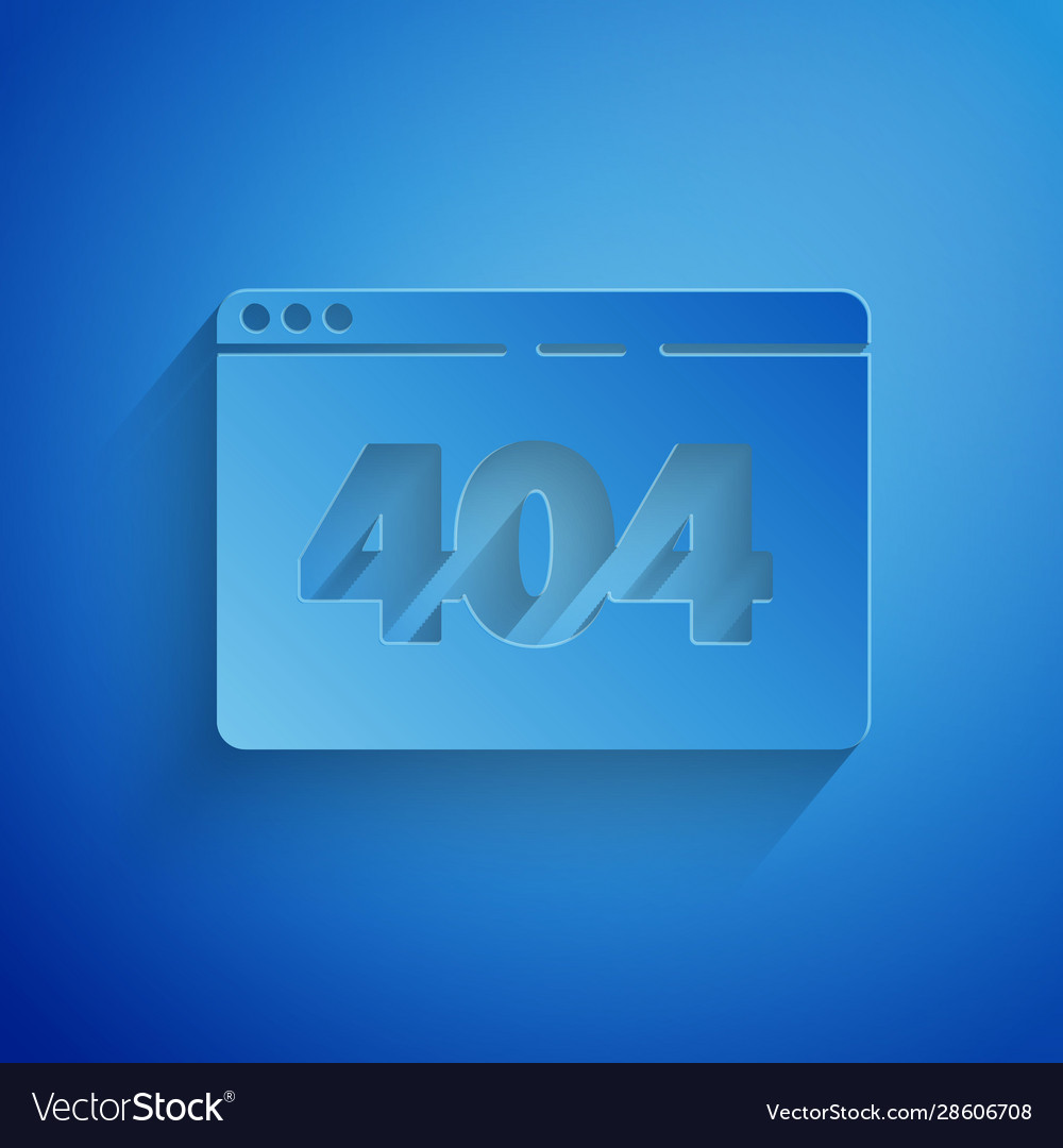 Paper cut page with a 404 error icon isolated vector image Paper cut page with a 404 error icon isolated