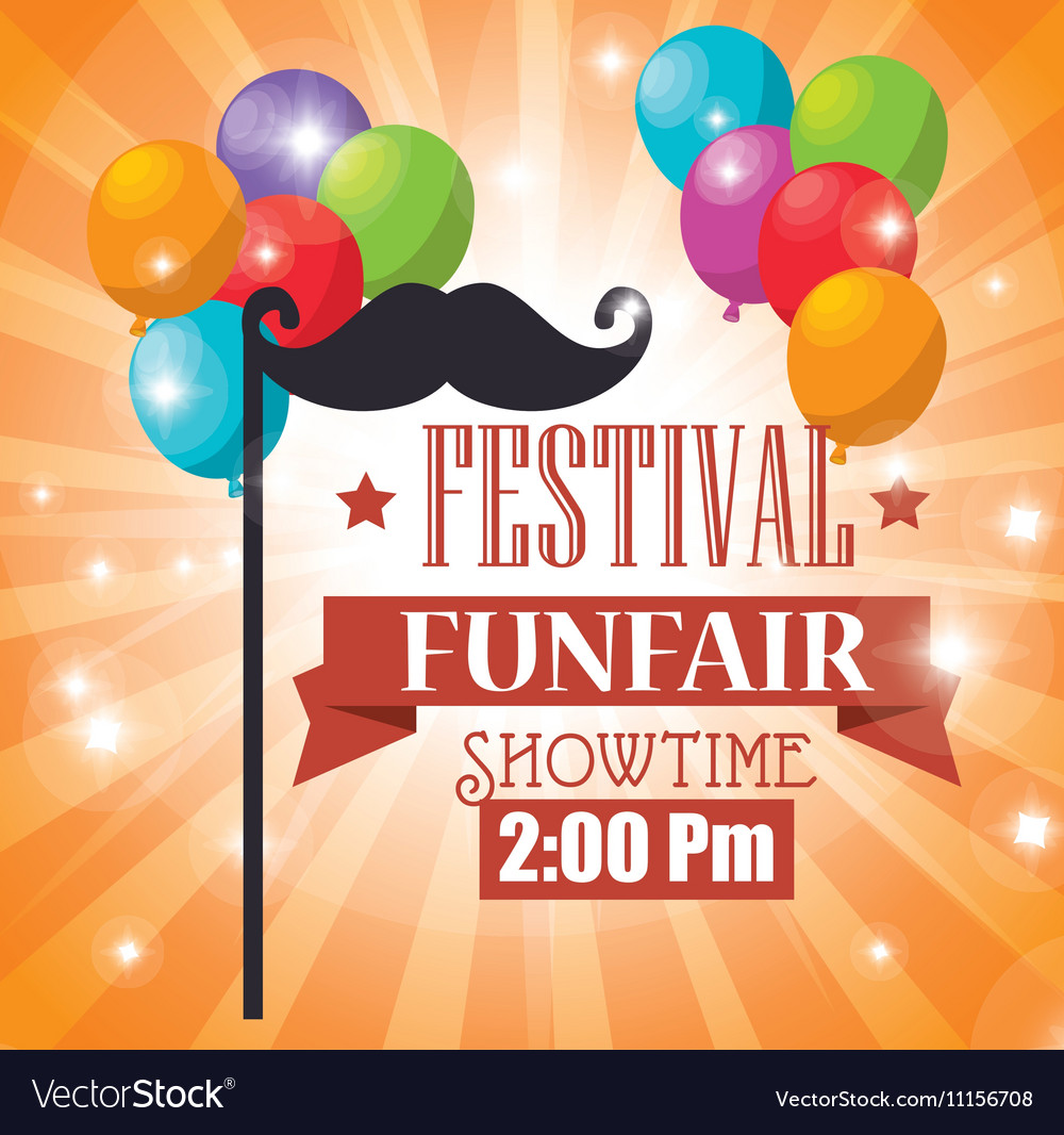 Poster festival funfair balloons flying mustache