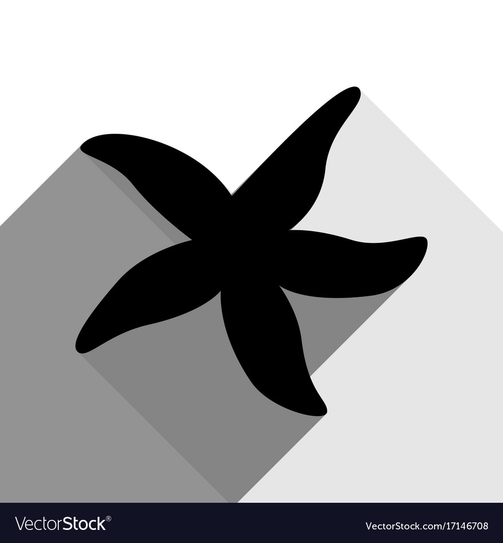 Sea star sign black icon with two flat