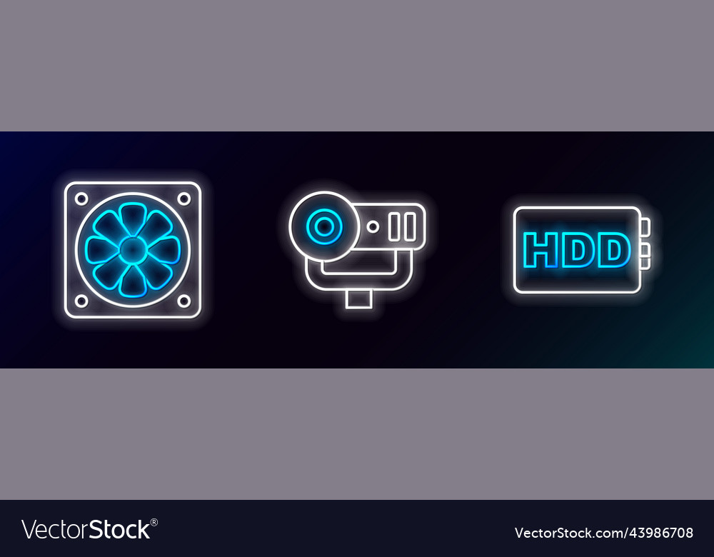 Set line hard disk drive hdd computer cooler vector image Set line hard disk drive hdd computer cooler