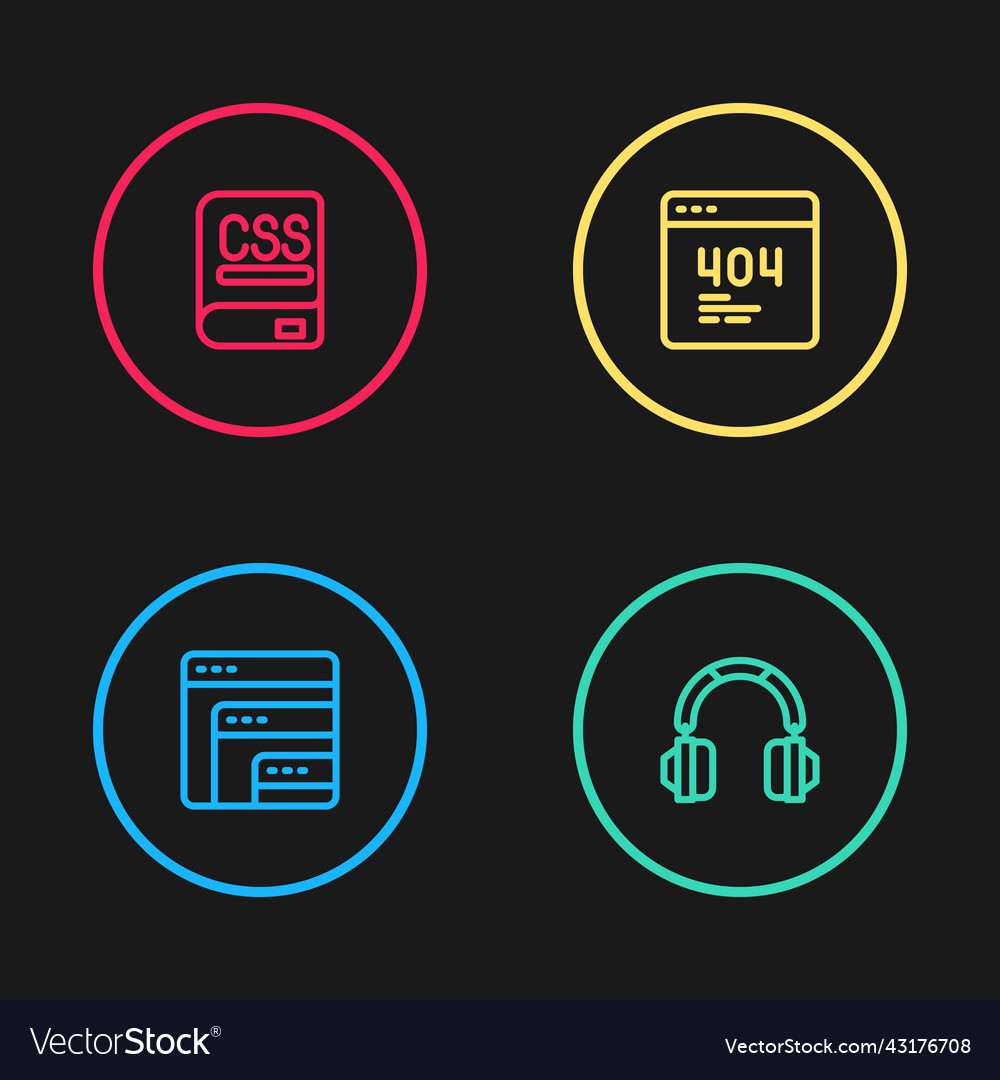 Set line software headphones page with 404 error Vector Image Set line software headphones page with 404 error