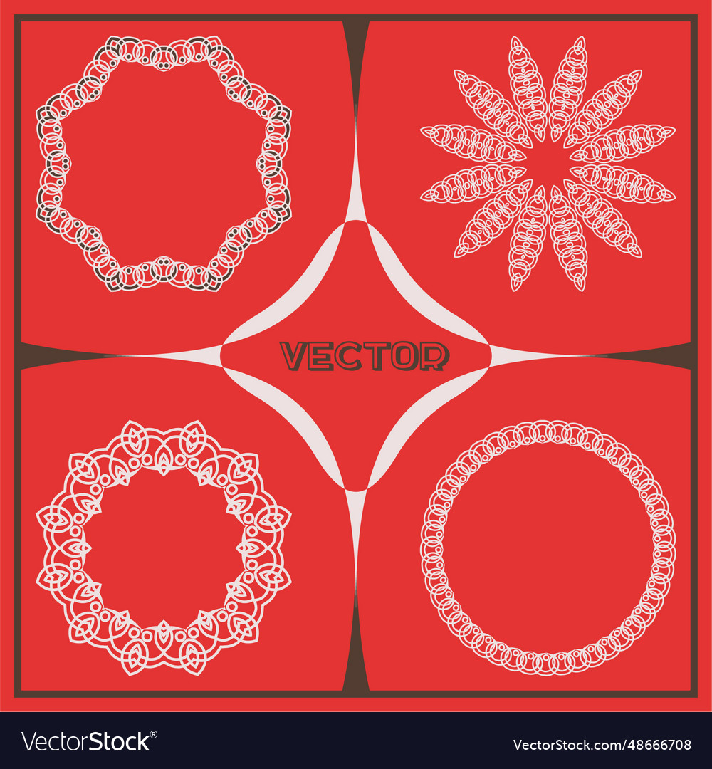Set of 4 round frame in classic style Vector Image Set of 4 round frame in classic style