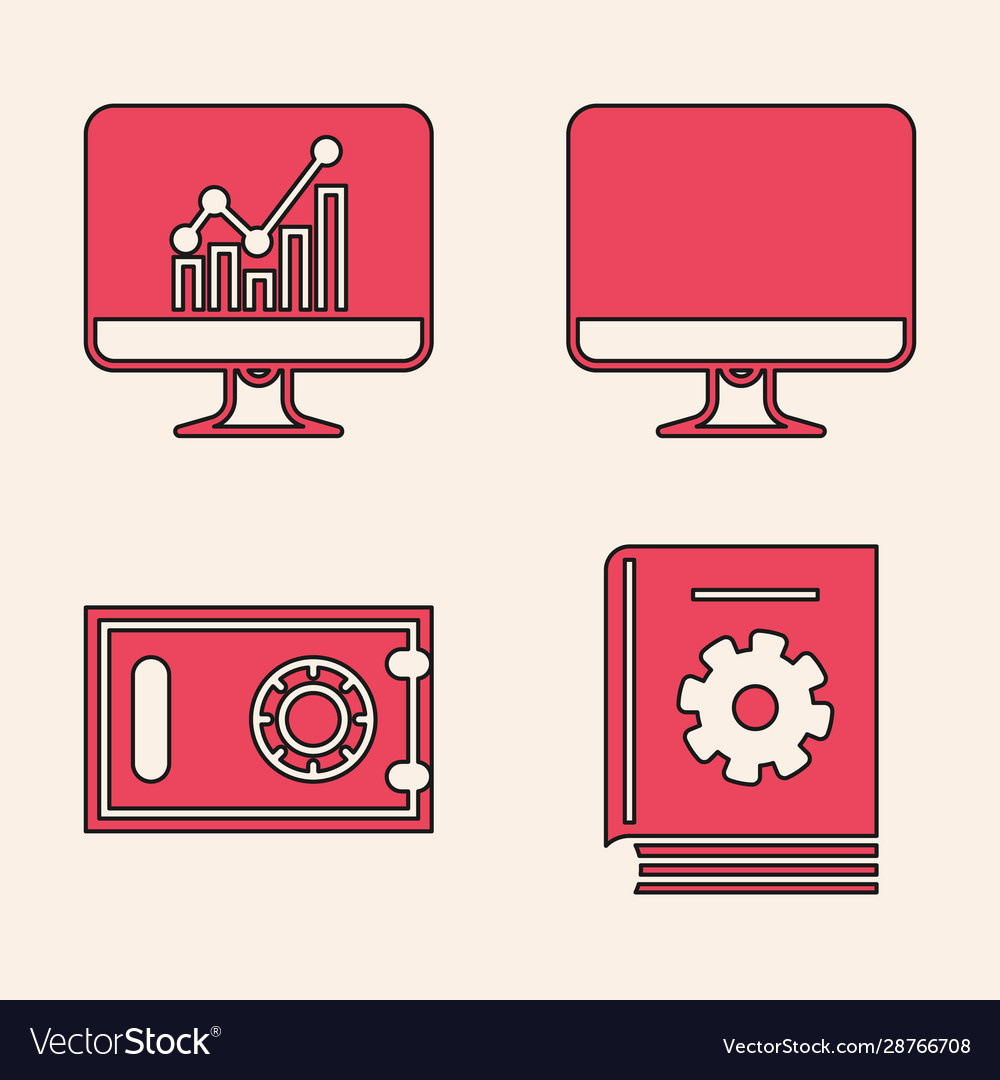 Manuelle Computermonitor mit Diagrammdiagramm einstellen vector image Manuelle Computermonitor mit Diagrammdiagramm einstellen