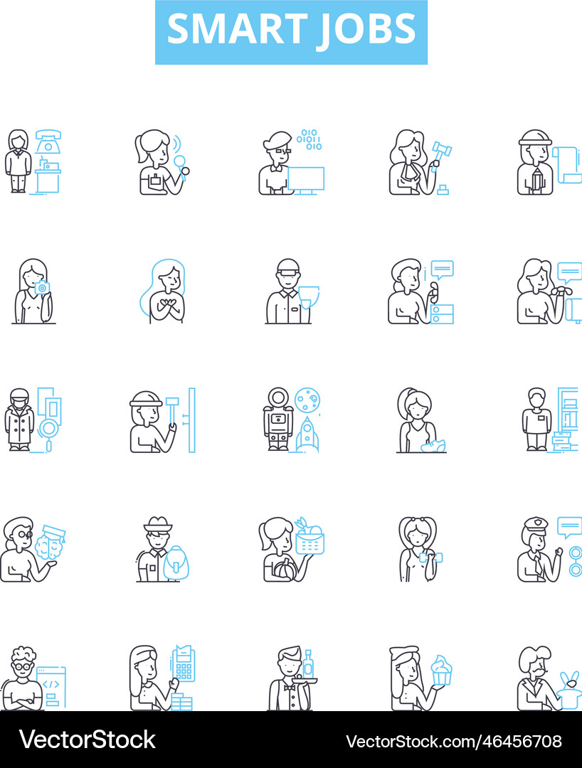 Smart jobs line icons set smartwork high Vector Image