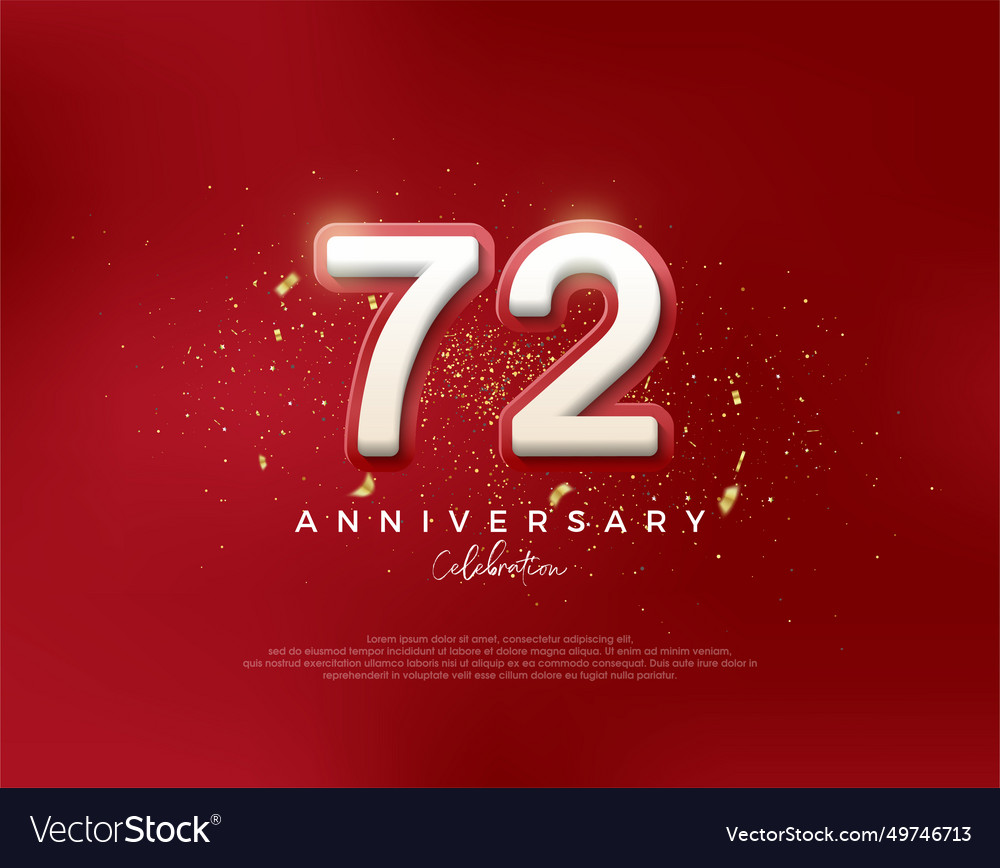 72nd anniversary number with 3d white numbers