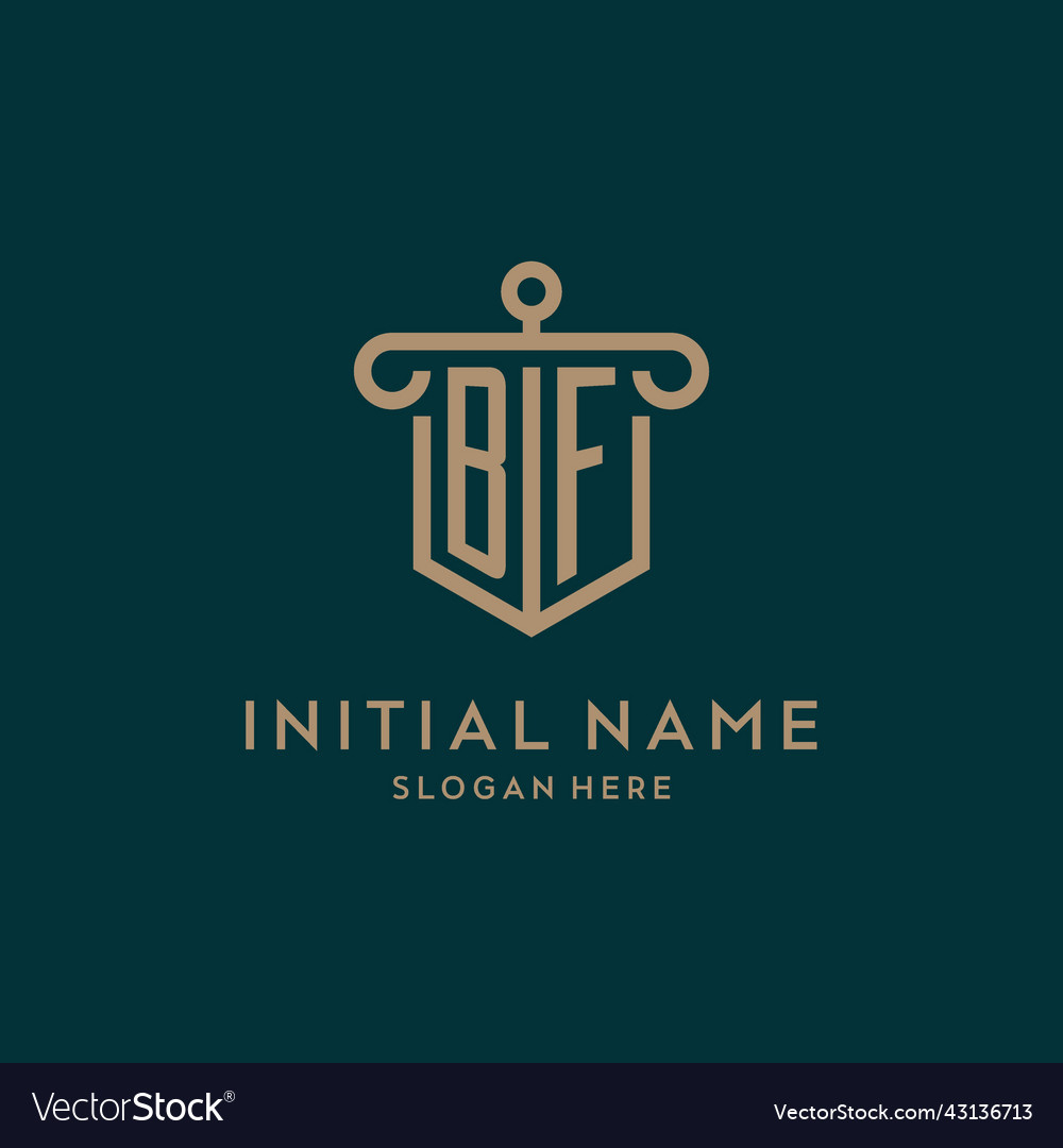 Bf monogram initial logo design with shield