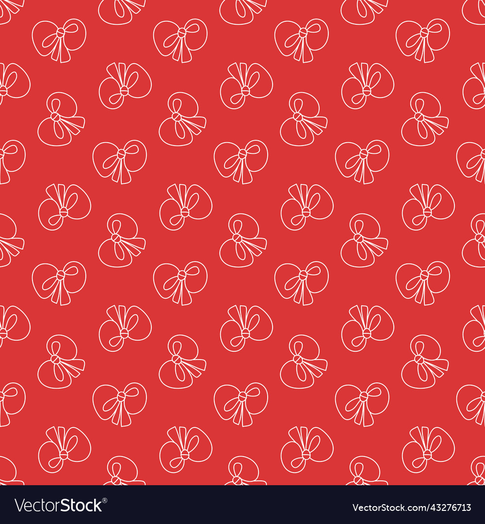 Bow on a red background seamless pattern festive vector image Bow on a red background seamless pattern festive