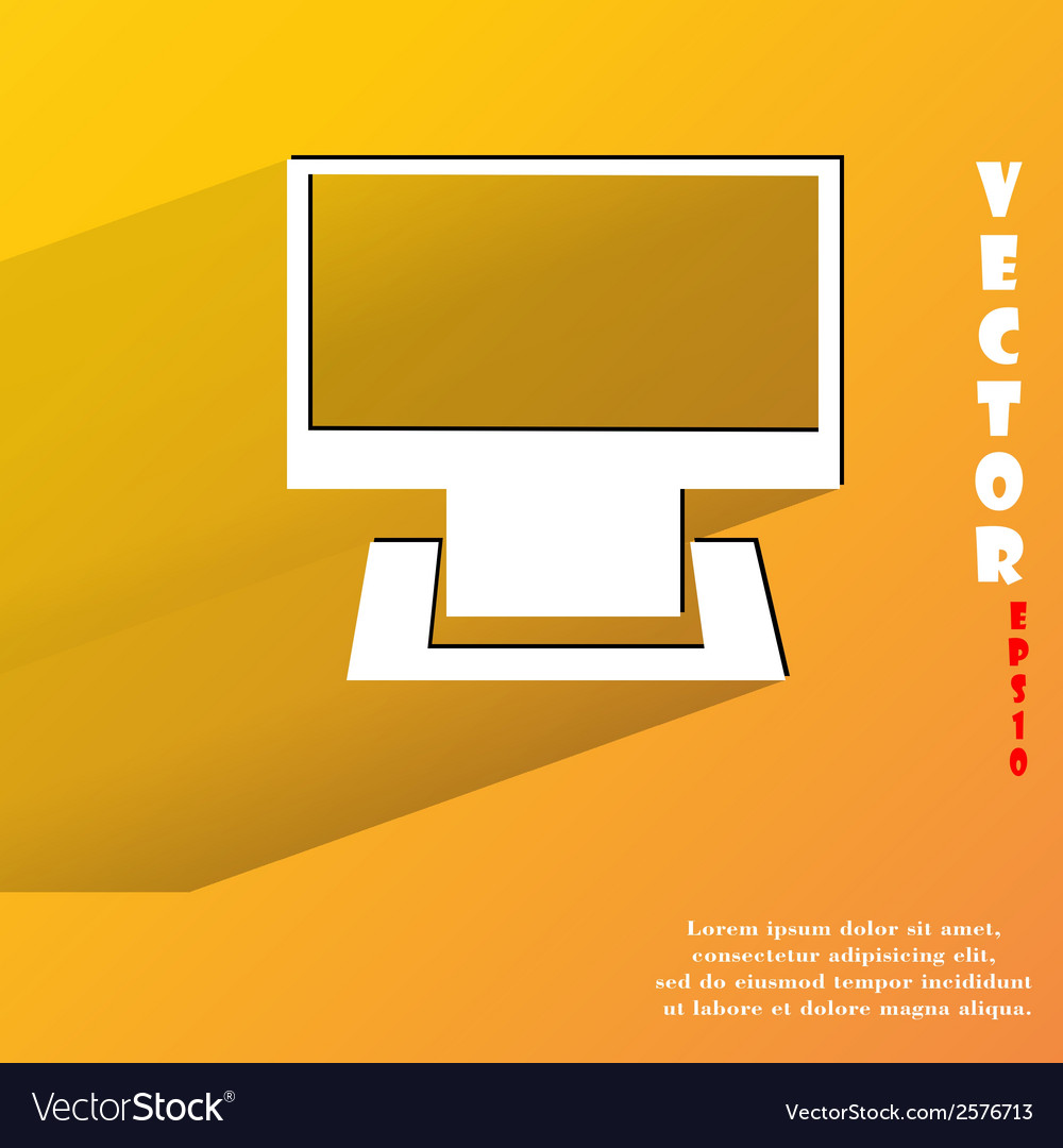 Computer flat modern web button with long shadow