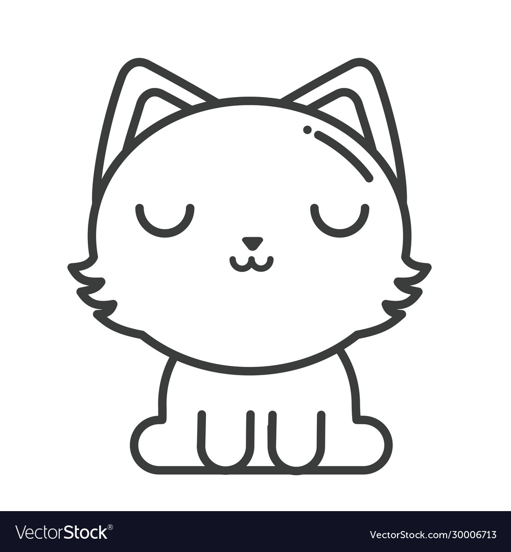 set of cute cats on white background, line style icon vector