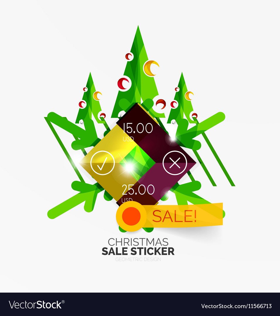 Geometric christmas sale stickers Royalty Free Vector Image