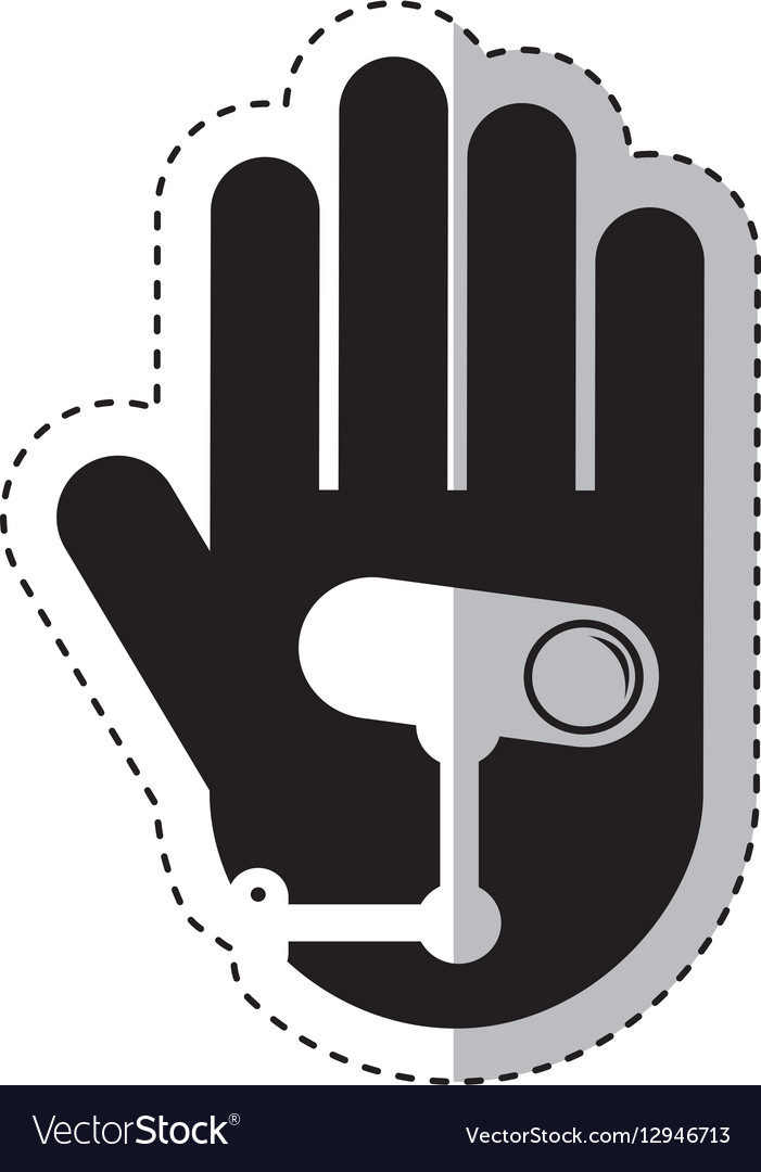 Hand human with cctv camera silhouette icon