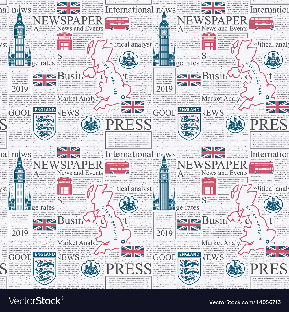 Seamless pattern with uk or london newspaper Vector Image