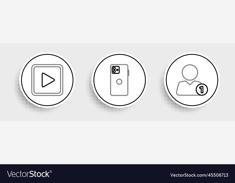 Set line add to friend play in square vector image Set line add to friend play in square