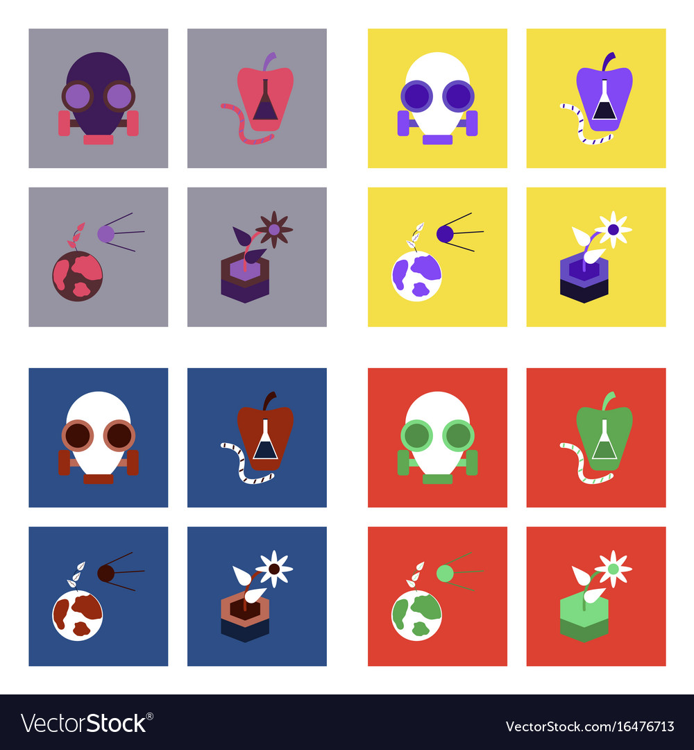 Set of modern eco system icons in flet style
