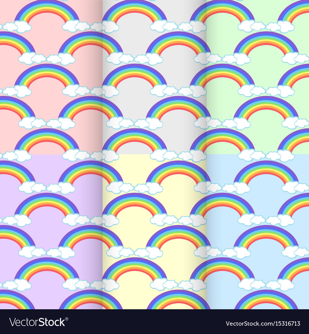 Set rainbow cloud seamless pattern abstract