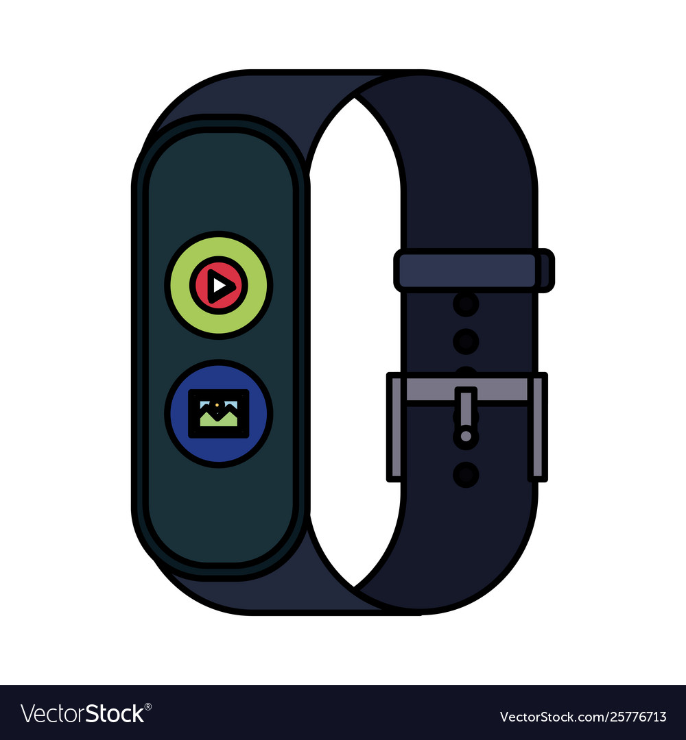 Smartwatch with media player button and picture vector image Smartwatch with media player button and picture
